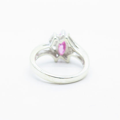 925 Sterling Silver White & Pink C Z Ring Size 6.25