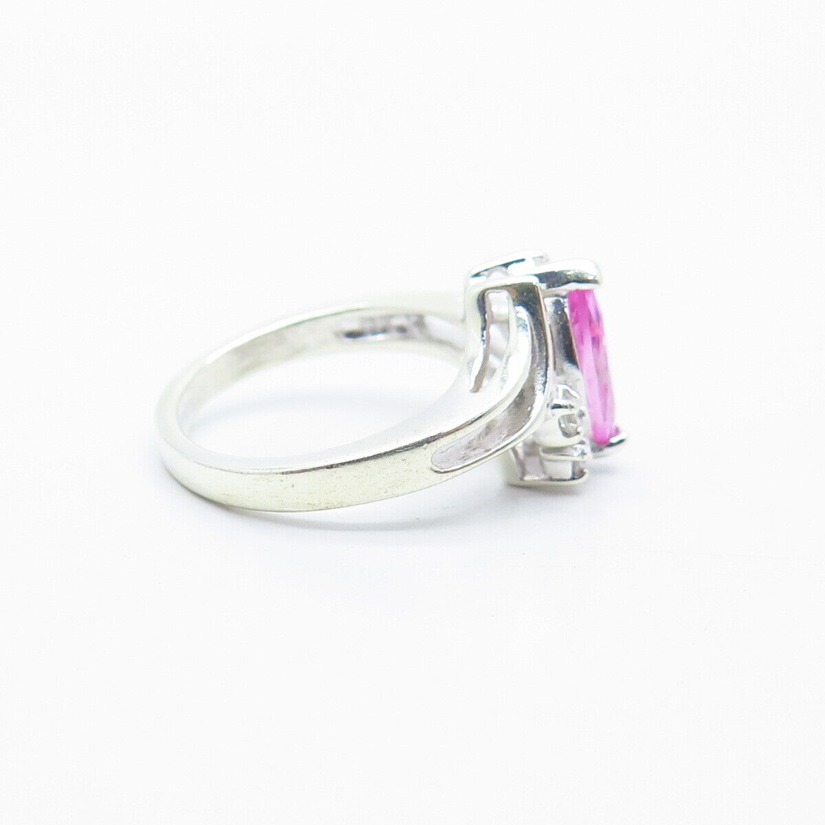 925 Sterling Silver White & Pink C Z Ring Size 6.25