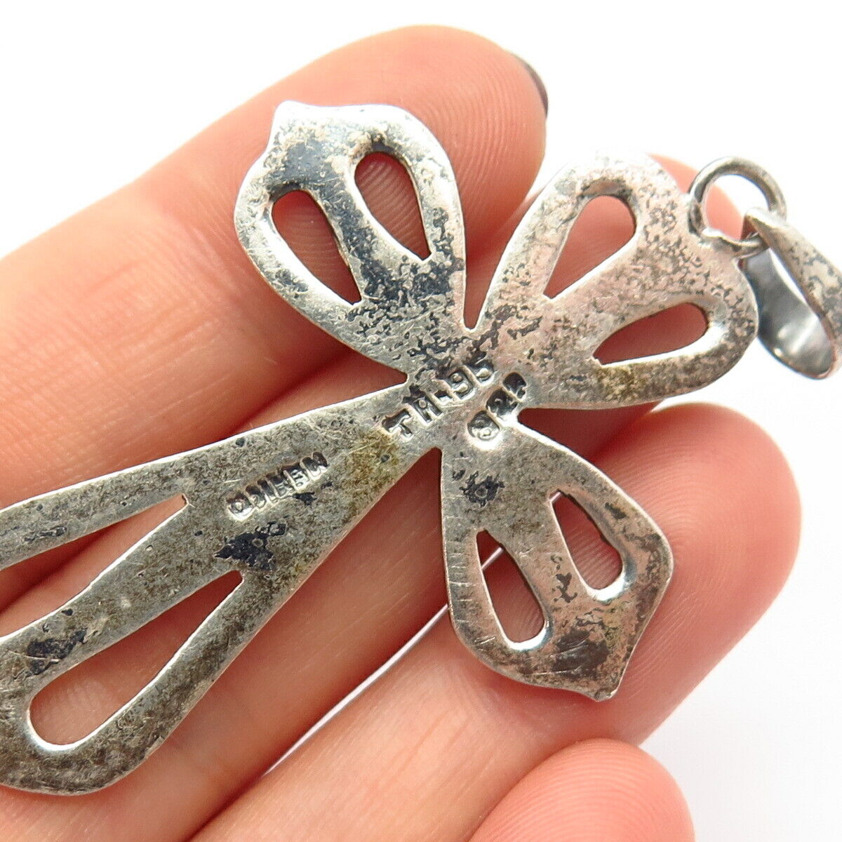 925 Sterling Silver Vintage Mexico Large Cutout Cross Pendant