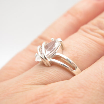 925 Sterling Silver Marquise-Cut C Z Ring Size 6