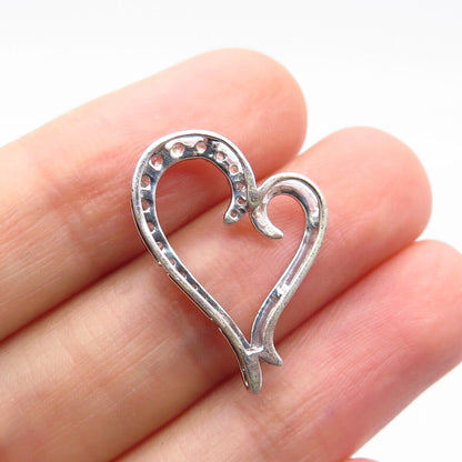 925 Sterling Silver C Z Open Heart Slide Pendant