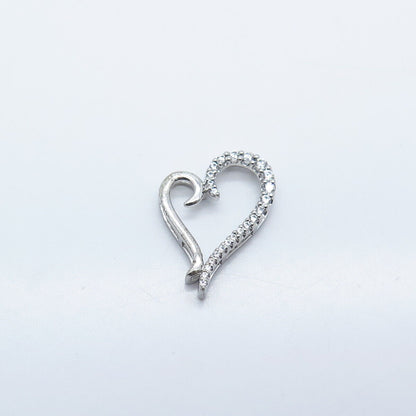 925 Sterling Silver C Z Open Heart Slide Pendant