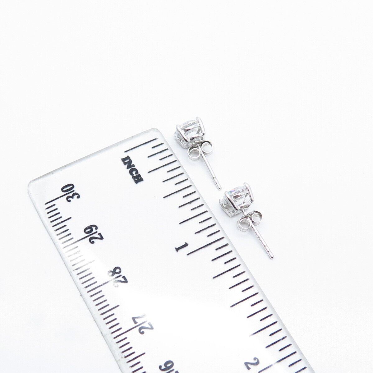 925 Sterling Silver Round-Cut C Z Stud Earrings