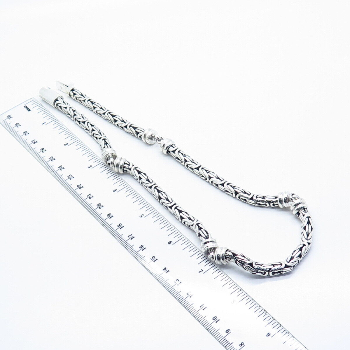 925 Sterling Silver Vintage Byzantine Chain Necklace 18"