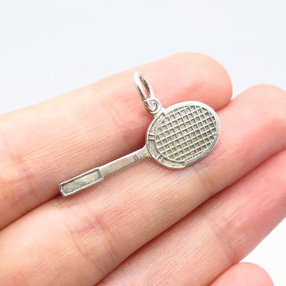 925 Sterling Silver / 10K Gold Filled Vintage Tennis Racquet Charm Pendant