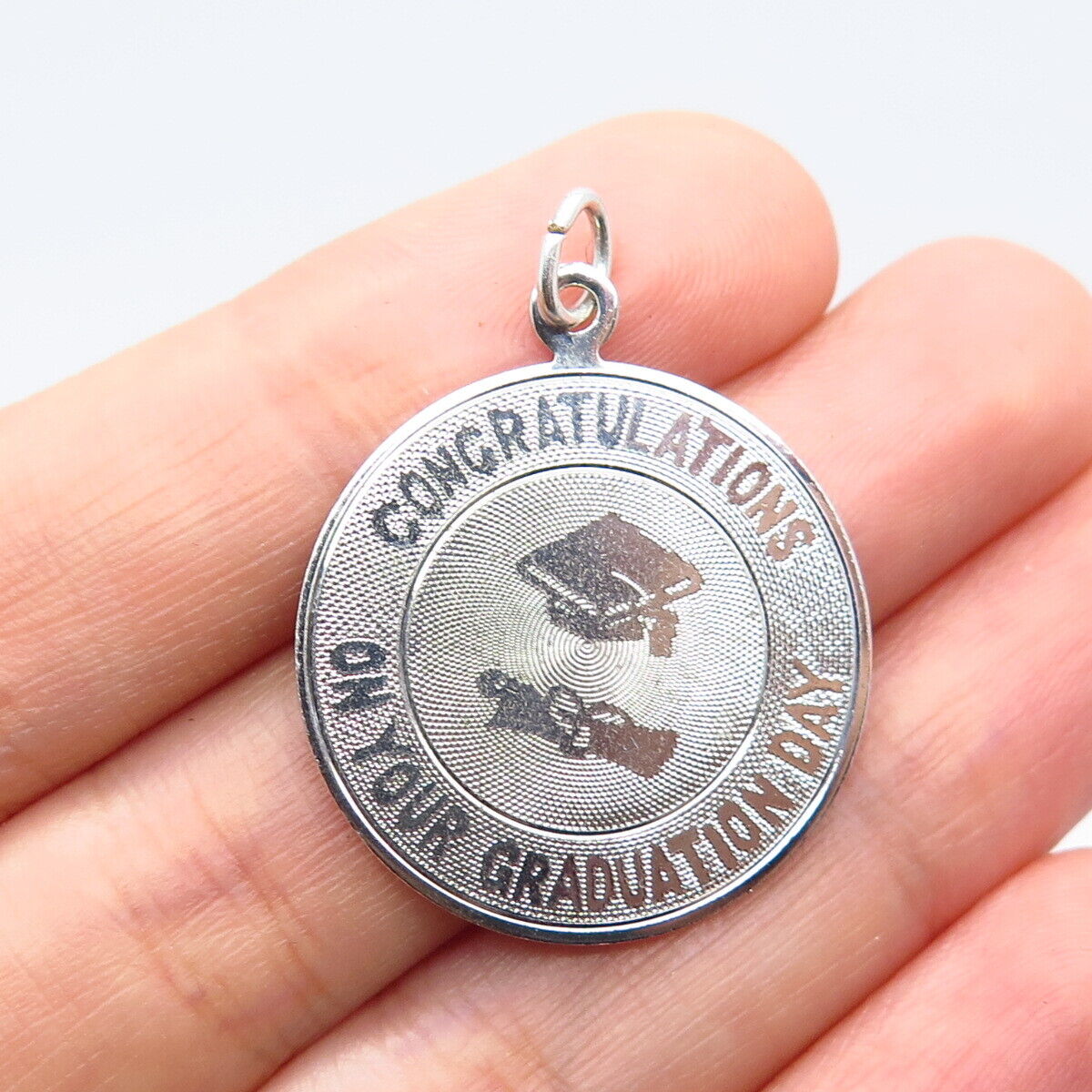 925 Sterling Silver Vintage Graduation Day Charm Pendant