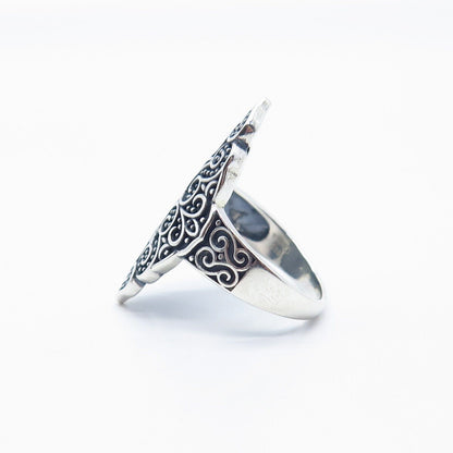 925 Sterling Silver Ornate Statement Ring Size 7.25