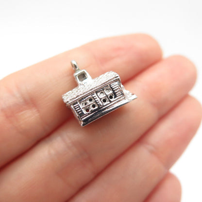 925 Sterling Silver Vintage Old House Charm Pendant