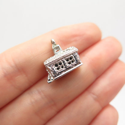 925 Sterling Silver Vintage Old House Charm Pendant