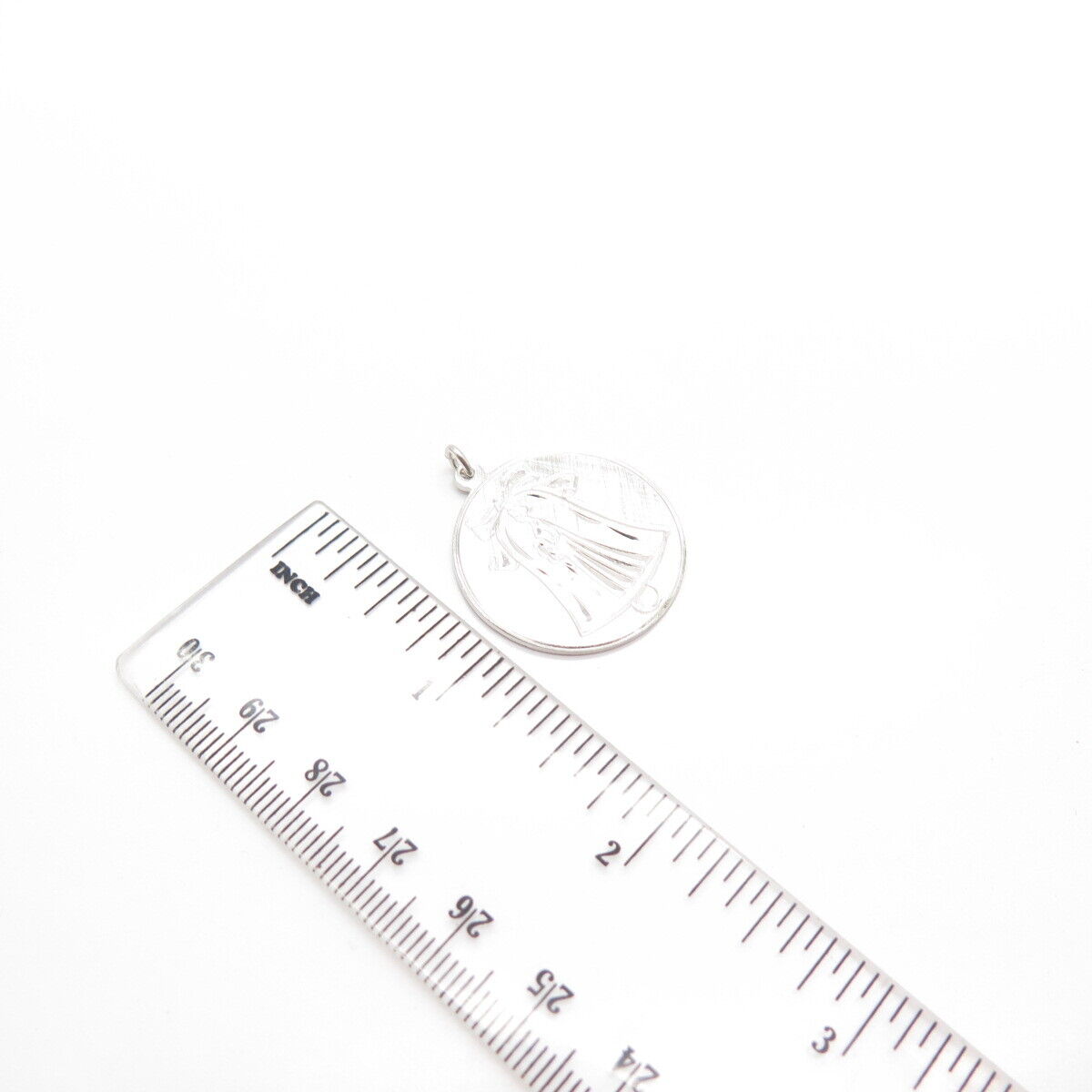 925 Sterling Silver Vintage Anson Satin Finish Bell & Lady Round Pendant