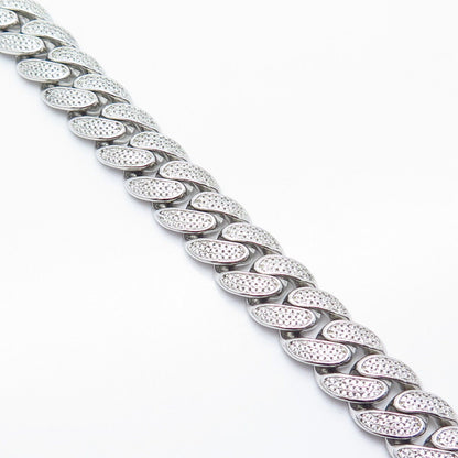 925 Sterling Silver C Z Cuban Link Bracelet 8.75"