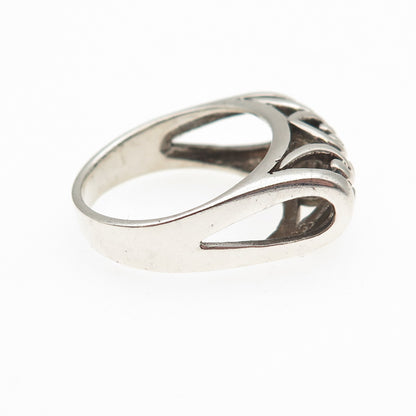 Sidney Evan 925 Sterling Silver Vintage Modernist Heart Oxidized Ring Size 8