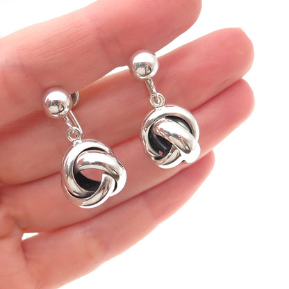 Danecraft Sterling Silver Vintage Interlocked Trinity Dangle Screw Back Earrings