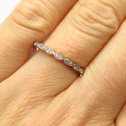 925 Sterling Silver C Z Braided Design Thin Stackable Ring Size 7