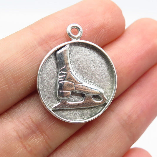 925 Sterling Silver Vintage Ice Skating Shoe Charm Pendant