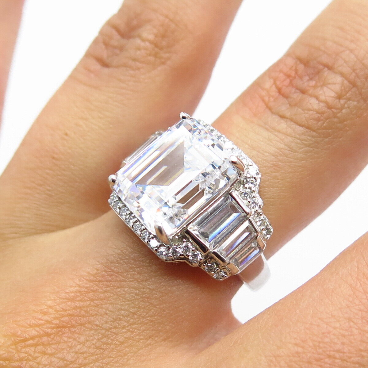 925 Sterling Silver Multi-C Z Ring Size 5