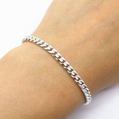 925 Sterling Silver Cuban Link Bracelet 8"