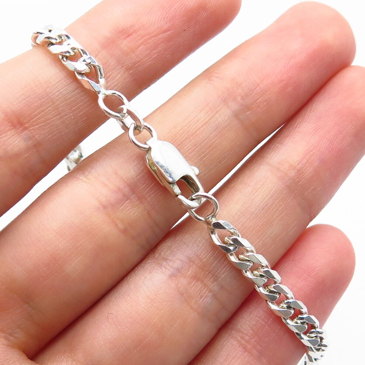 925 Sterling Silver Cuban Link Bracelet 8"