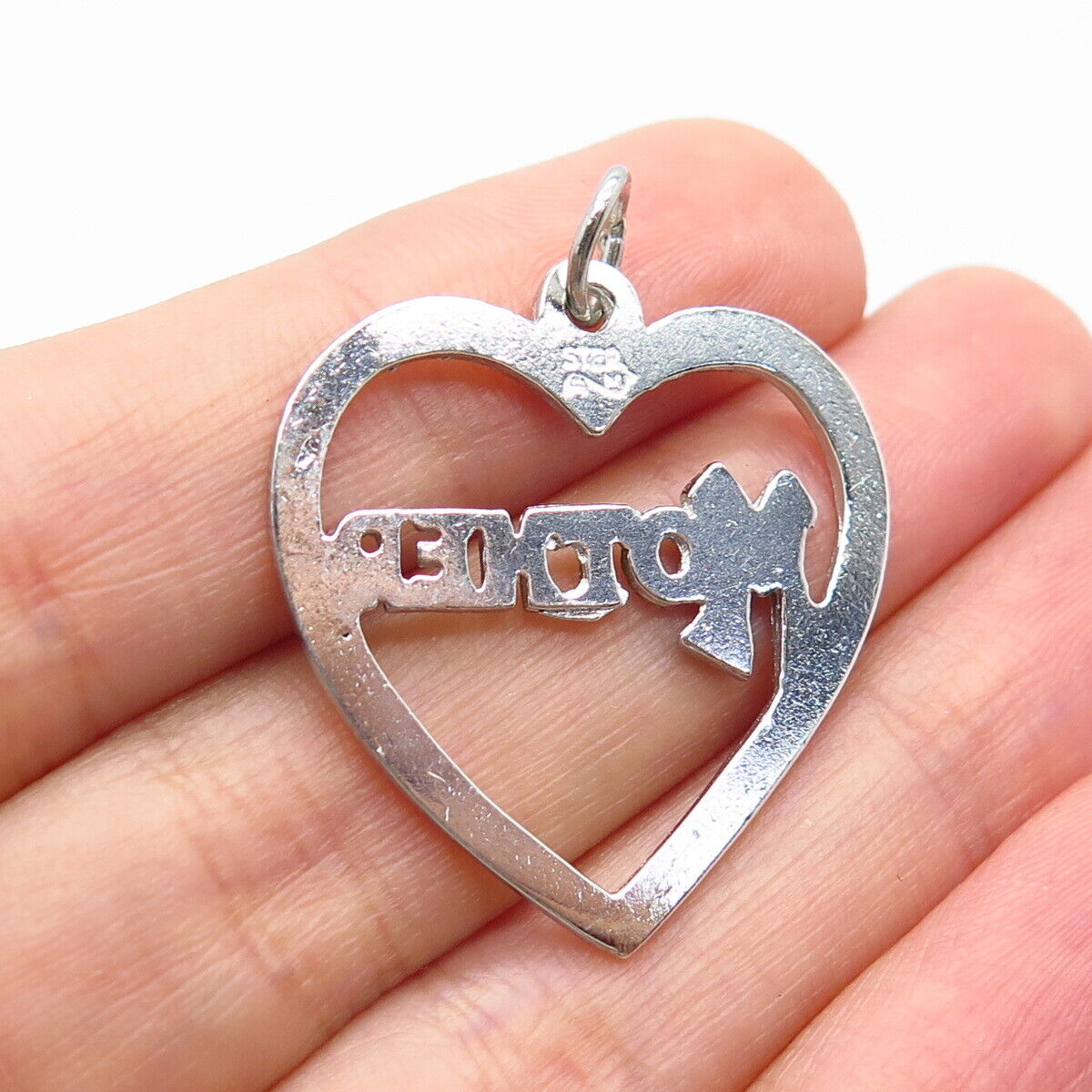 925 Sterling Silver Vintage "Mother" Love Heart Pendant