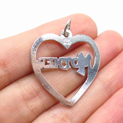 925 Sterling Silver Vintage "Mother" Love Heart Pendant