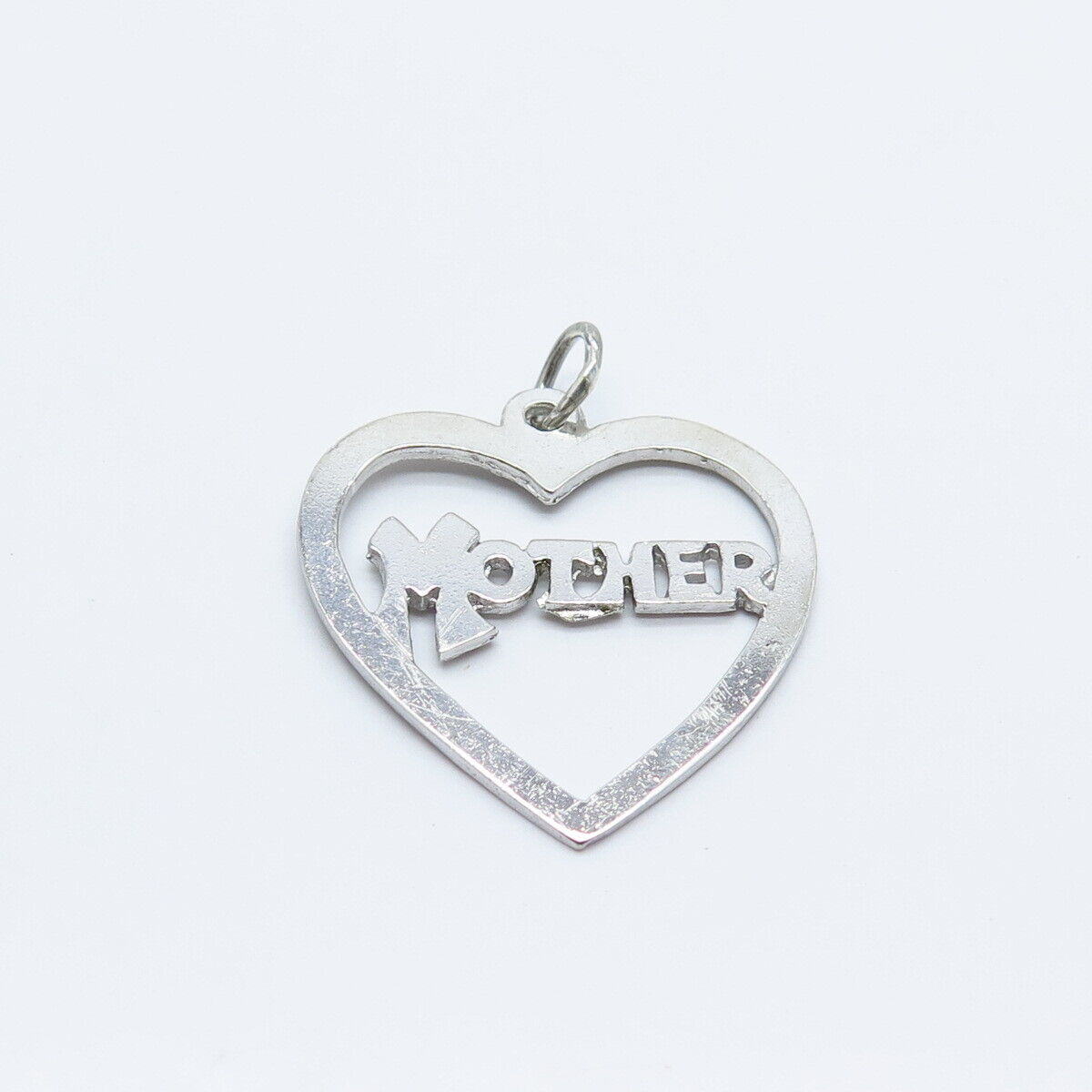 925 Sterling Silver Vintage "Mother" Love Heart Pendant