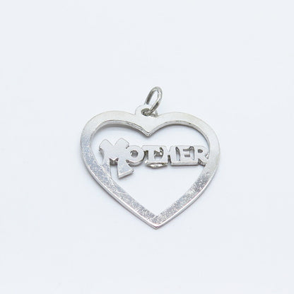 925 Sterling Silver Vintage "Mother" Love Heart Pendant