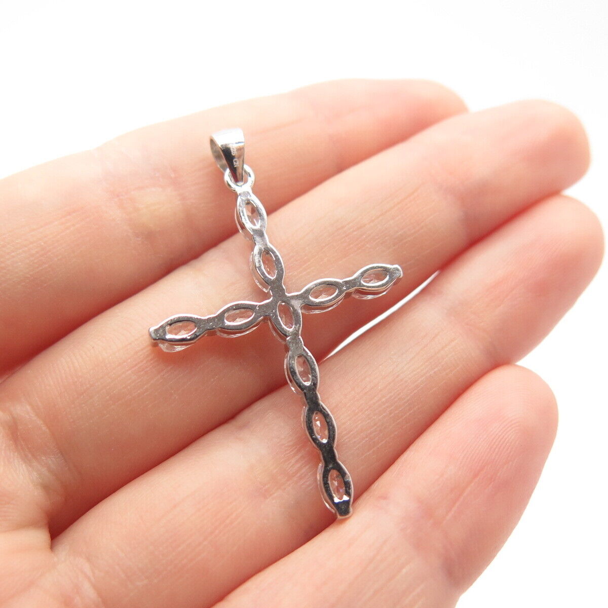 925 Sterling Silver C Z Religious Cross Pendant