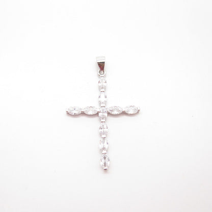 925 Sterling Silver C Z Religious Cross Pendant