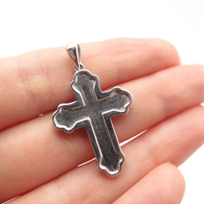 925 Sterling Silver Pave C Z Religious Cross Pendant