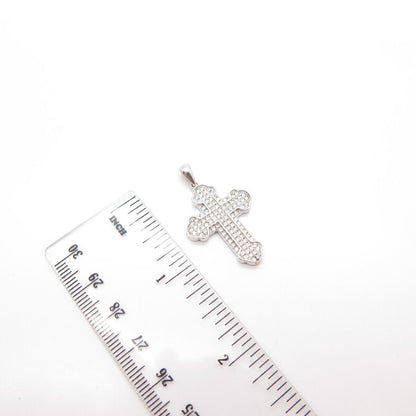 925 Sterling Silver Pave C Z Religious Cross Pendant