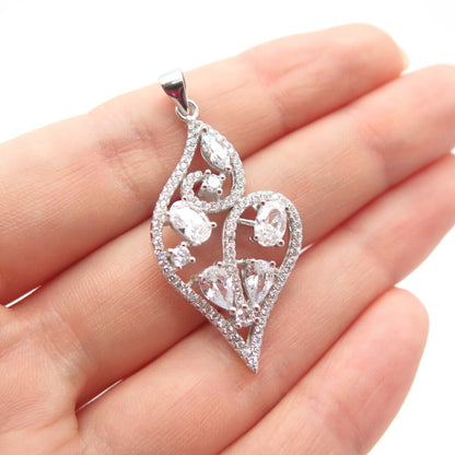 925 Sterling Silver C Z Swirl Ornate Pendant