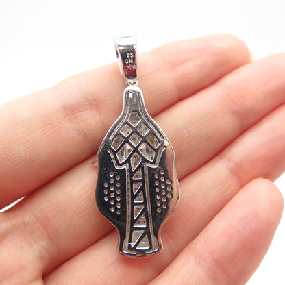 925 Sterling Silver C Z Virgin Mary Religious Pendant