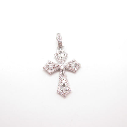 925 Sterling Silver C Z Cutout Religious Cross Pendant