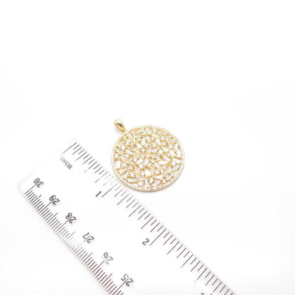 925 Sterling Silver Gold Plated C Z Nugget Round  Pendant