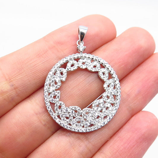 925 Sterling Silver C Z Open Circle Pendant