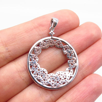 925 Sterling Silver C Z Open Circle Pendant