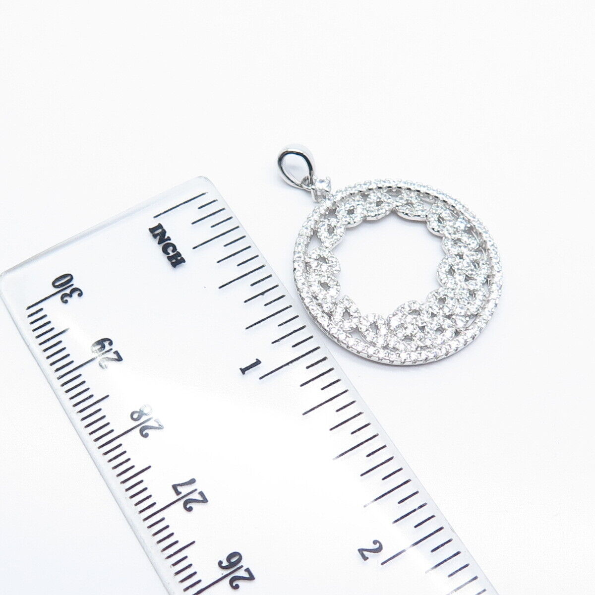 925 Sterling Silver C Z Open Circle Pendant