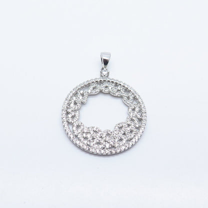 925 Sterling Silver C Z Open Circle Pendant