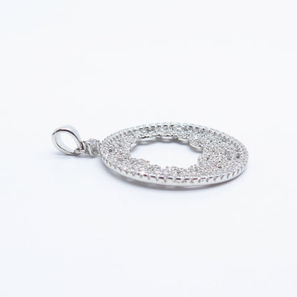 925 Sterling Silver C Z Open Circle Pendant