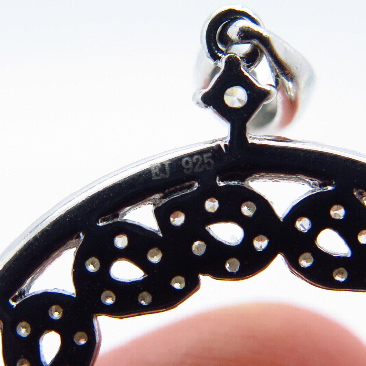 925 Sterling Silver C Z Open Circle Pendant