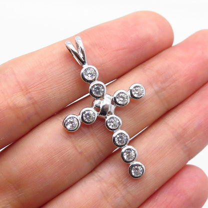 925 Sterling Silver C Z Religious Cross Pendant