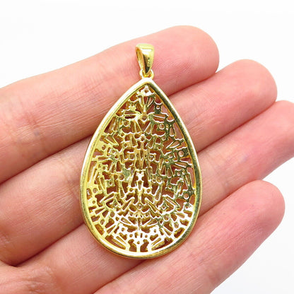 925 Sterling Silver Gold Plated C Z Nugget Teardrop Pendant