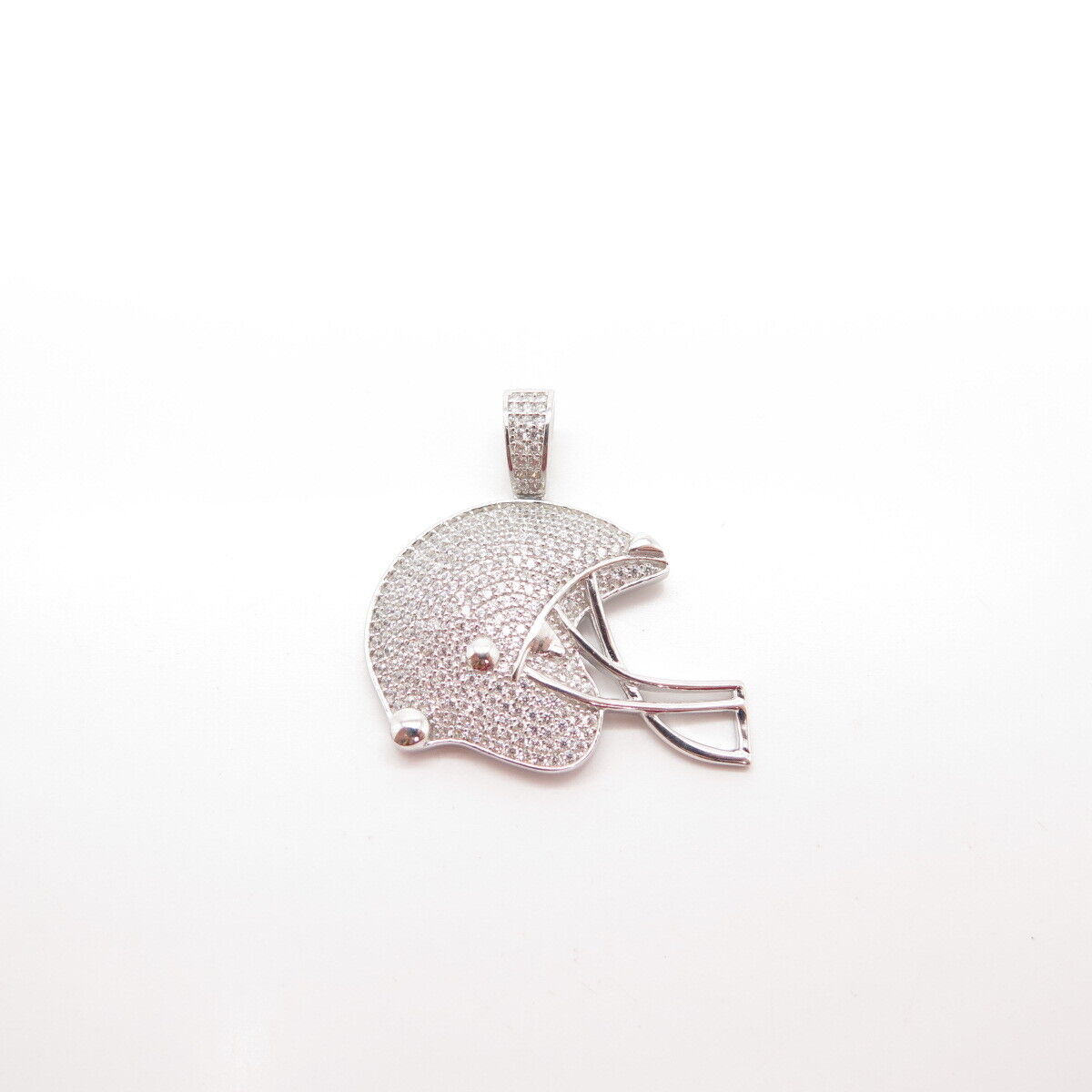 925 Sterling Silver Pave C Z Helmet Pendant