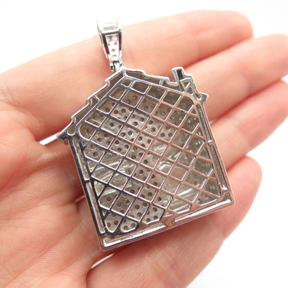 925 Sterling Silver Pave C Z House Pendant