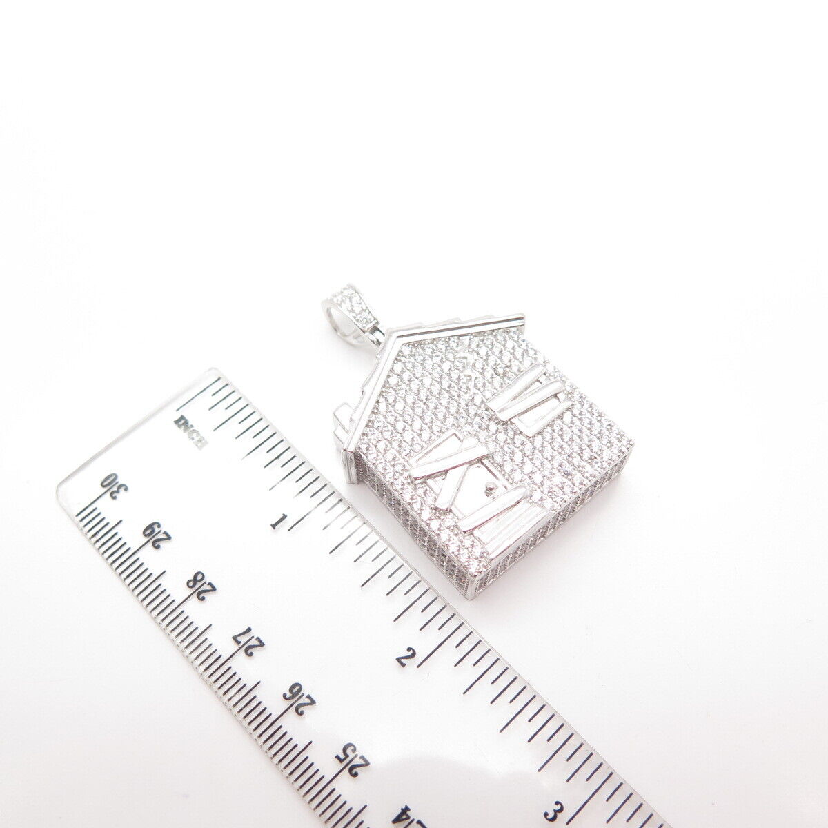 925 Sterling Silver Pave C Z House Pendant