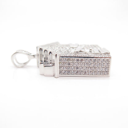 925 Sterling Silver Pave C Z House Pendant