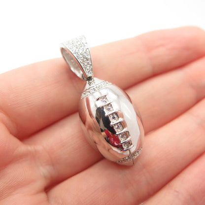 925 Sterling Silver C Z American Football Ball Pendant