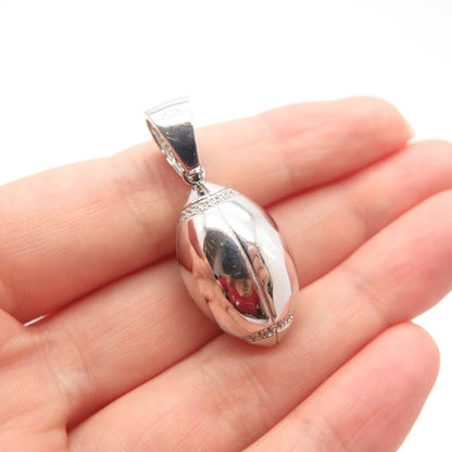 925 Sterling Silver C Z American Football Ball Pendant