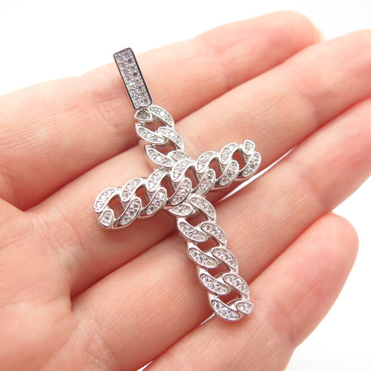 925 Sterling Silver C Z Cross Pendant