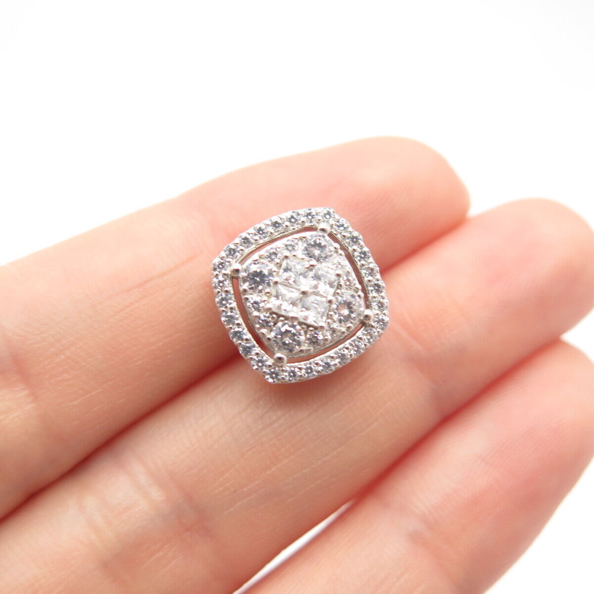 925 Sterling Silver Pave C Z Slide Pendant